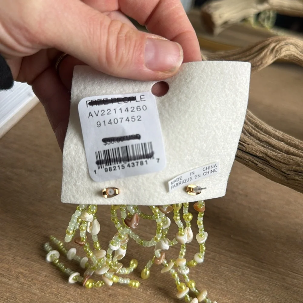 Free People Say You Love Me Beaded Bow Dangle Earrings NWT